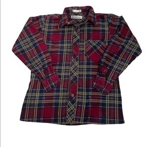 French Toast Red 100% Cotton Plaid Flannel Button Down Shirt Size 12